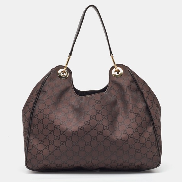 Gucci Dark Brown Gg Nylon And Leather #169720G64B - Picture 4 of 9